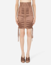 Dolce & Gabbana Short Satin Skirt With Laces And Eyelets In Brown