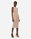 Dolce & Gabbana Ruched Jersey Midi Dress In Beige