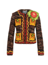 MOSCHINO MOSCHINO HAMBURGER EMBROIDERED CROPPED BLAZER