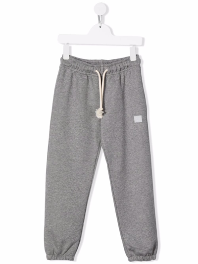 Acne Studios Kids' Face-applique Cotton-blend Jogging Bottoms 3-10 Years In Grey