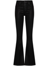 Paige Lou Lou Transcend Black Flared-leg Jeans In Black Fog Luxe Coating
