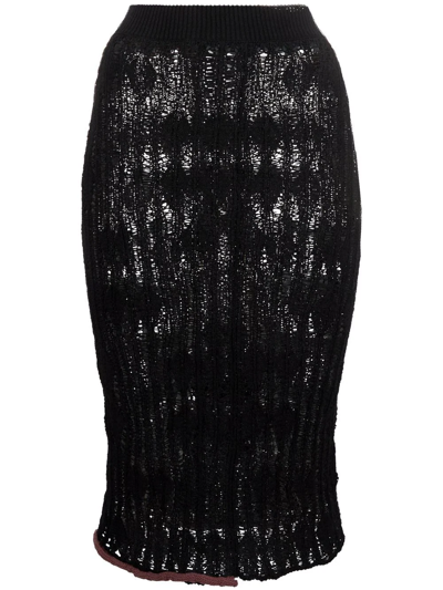 Acne Studios Women's Komiko Ladder Diamond Stitch Skirt In Black