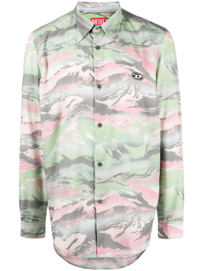 Diesel Cl-s-tucker Camouflage Shirt In Green
