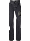 Off-white Meteor Grey Cut-out Straight-leg Jeans In Grey