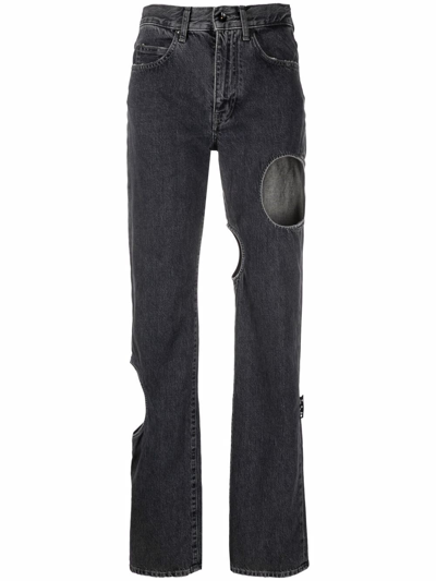 Off-white Meteor Grey Cut-out Straight-leg Jeans