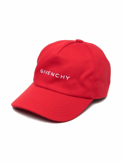 Givenchy Kids' Logo-embroidered Cotton Cap In 991 Red