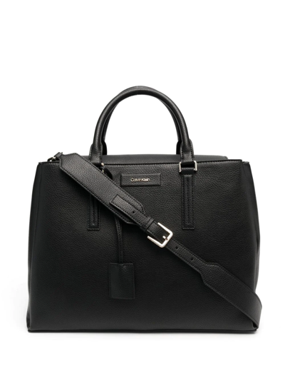 Calvin Klein Logo-plaque Tote Bag In Black