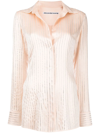 Alexander Wang Long-sleeved Crystal-embellished Shirt In Pink