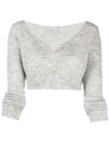 Jacquemus Alzou Fine-ribbed Knitted Cardigan In Grey