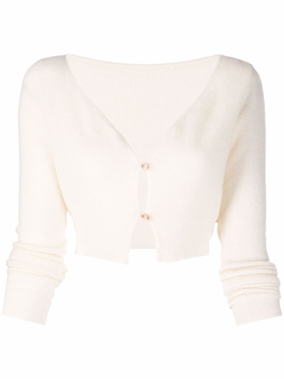 Jacquemus Le Cardigan Alzou Mohair And Wool-blend Cardigan In Off White