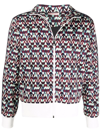 Valentino Stripe-detail Optical Print Jacket In Blue