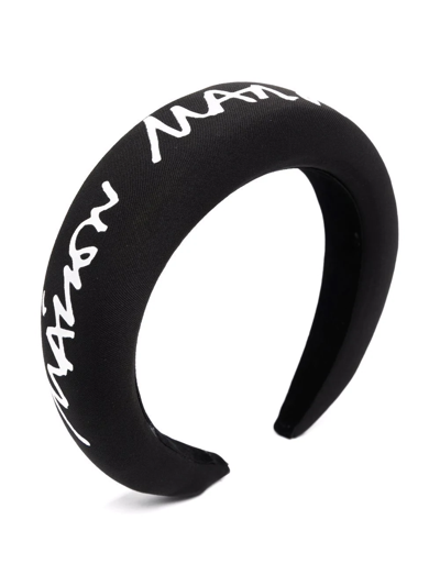 Mm6 Maison Margiela Kids' Logo-print Padded Headband In Black