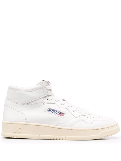 Autry White Medalist Mid Leather Sneakers