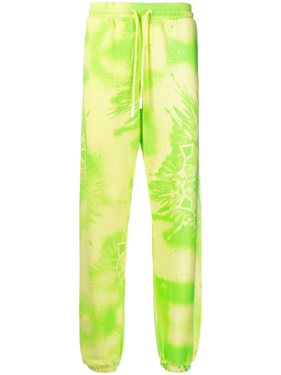 Marcelo Burlon County Of Milan Kaleidoscope Wings-print Track Pants In Green Lime