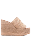 Casadei Twiga 120mm Wedge Mules In Neutrals