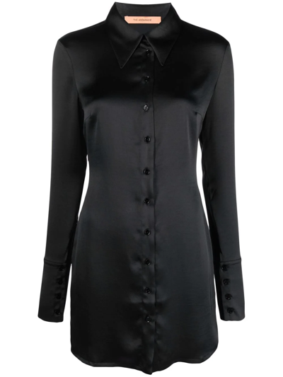 The Andamane Ginevra Satin Mini Shirt Dress In Black