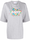 Chiara Ferragni Oversized T-shirt With Elbow-length Sleeves And Print Slogan In Grey