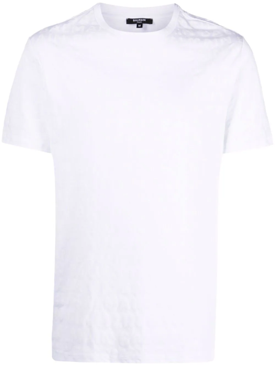 Balmain Logo Pattern T-shirt In White