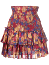 Isabel Marant Étoile Naomi Printed Smocked Miniskirt In Red