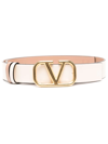 Valentino Garavani Reversible Vlogo Signature Belt In Glossy Calfskin 40 Mm Woman Rose Cannelle 100 In White