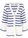 Totême Wool Blend Striped Cardigan In White