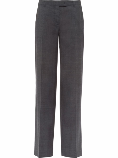 Miu Miu Check-wool Trousers In Grey