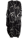 RICK OWENS GEOMETRIC-PRINT V-NECK COAT