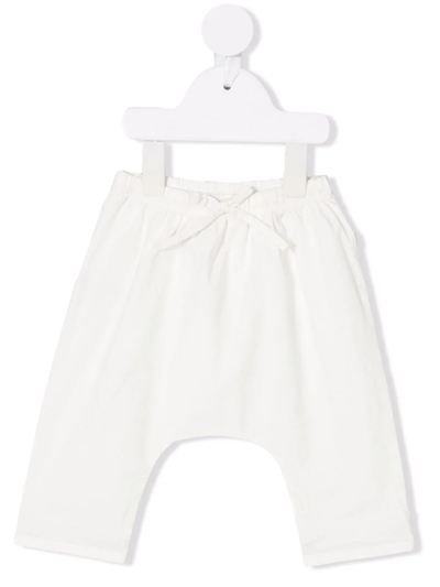 Teddy & Minou Babies' Drawstring Cotton Trousers In White