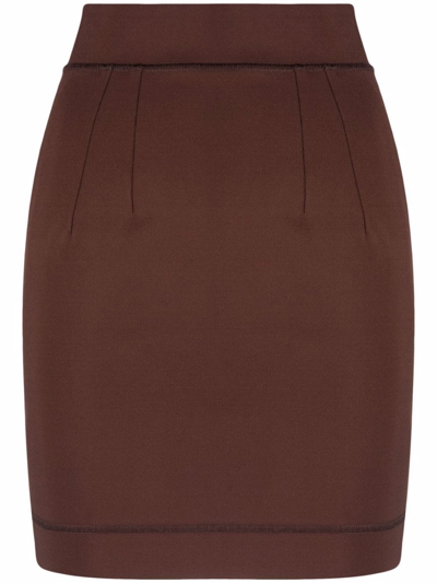 Dolce & Gabbana High-waisted Pencil Skirt In Brown