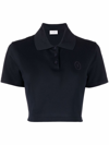 Saint Laurent Embroidered-logo Cropped Polo Shirt In Blue