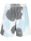 Msgm Tie-dye Print Track Shorts In White