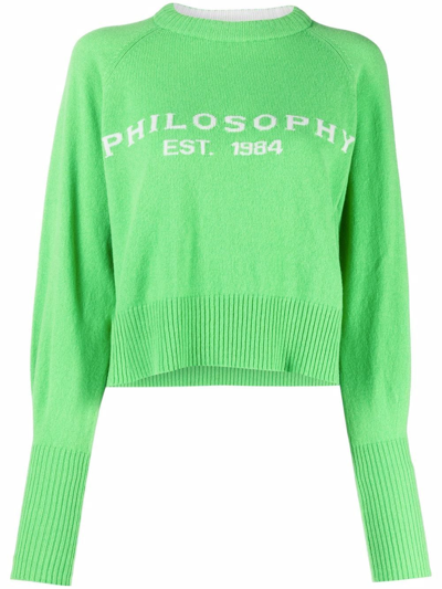 Philosophy Di Lorenzo Serafini Logo Intarsia Crew Neck Jumper In Green