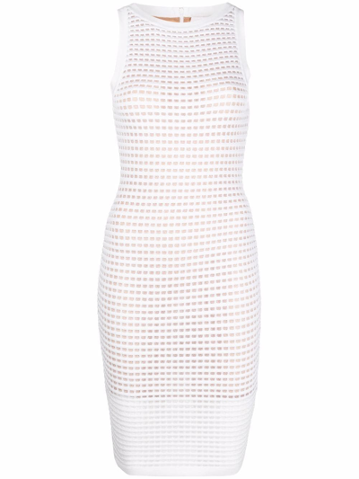 Genny Sleeveless Open-knit Mini Dress In White