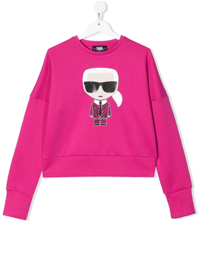 Karl Lagerfeld Kids' Girls Pink Karl Ikonik Sweatshirt In Red