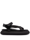 Moncler Catura Womens Leather Open Toe Flatform Sandals In Black