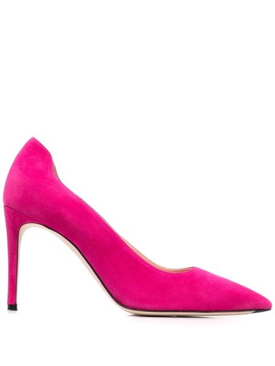 Victoria Beckham Pointed-toe Suede Pumps In Fuxia