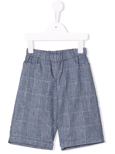 La Stupenderia Kids' Checked-print Elasticated-waist Shorts In Blue