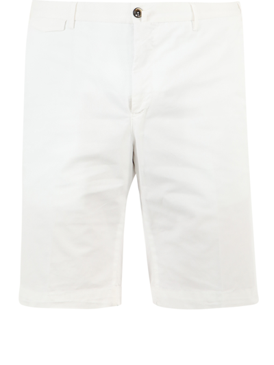 Pt01 Five Pockets White Cotton Bermuda Shorts