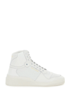 Saint Laurent Sl24 Logo-print Paneled Perforated Leather High-top Sneakers In White