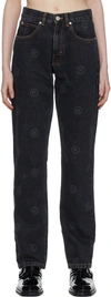 MARTINE ROSE SSENSE EXCLUSIVE BLACK LOGO PRINT JEANS