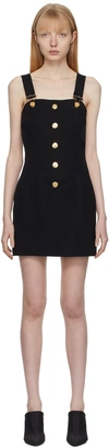 BALMAIN BLACK WOOL OVERALL DRESS