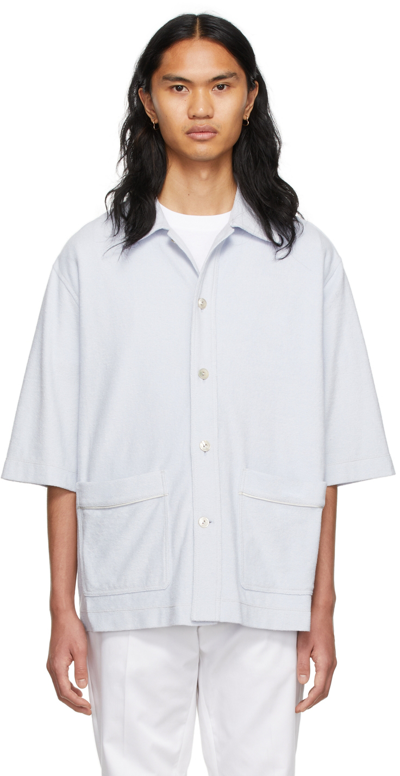 Agnona Blue Terry Cloth Shirt In A24 Cloud