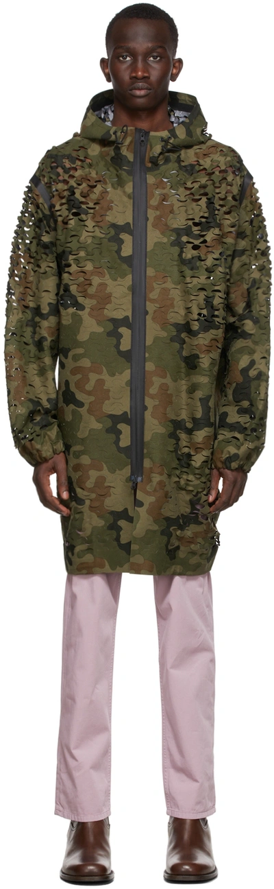 Dries Van Noten Men's Varni Laser-cut Camo Parka In Kaki