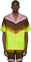 DRIES VAN NOTEN YELLOW TWILL PRINTED SHIRT