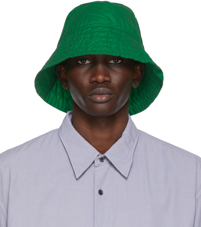 Dries Van Noten Mens Green Padded Wide-brim Shell Bucket Hat In Grey