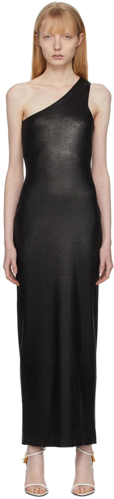 Tom Ford Black Compact Glossy Long Dress In Lb999 Black