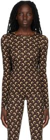 Marine Serre Icon Crescent Moon Logo-print Top In Brown