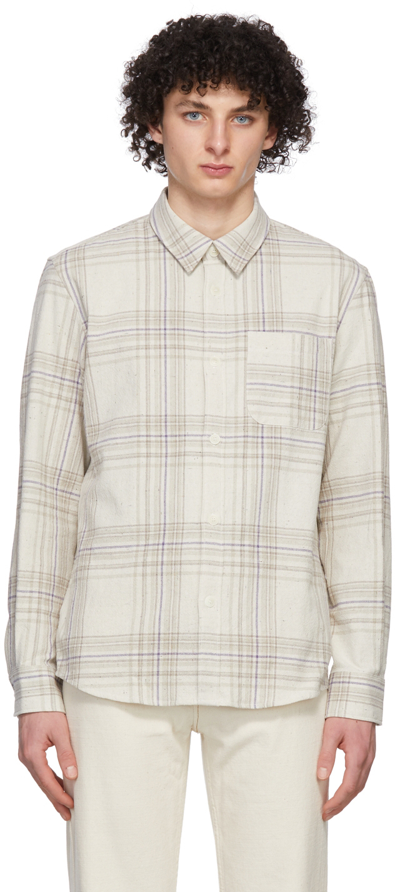 Apc Trek Checked Recycled Cotton-blend Flannel Overshirt In Beige