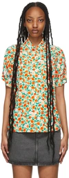 Apc Zoe Floral-print Crepe Shirt In Eaa Orange