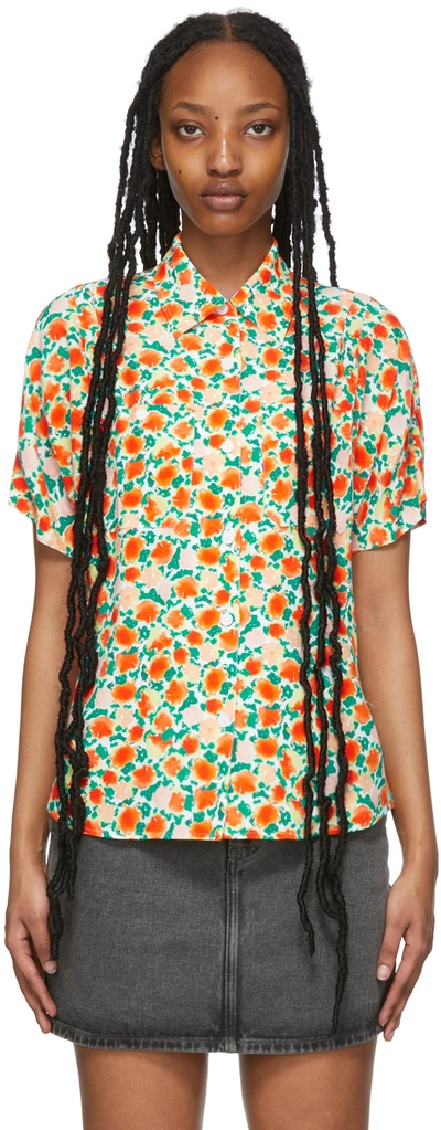 Apc Zoe Floral-print Crepe Shirt In Orange